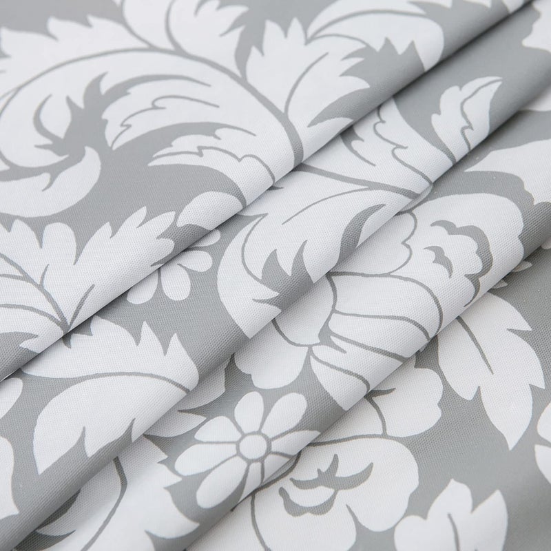NLMUVW Round Fitted Vinyl Tablecloth with Elastic Edge 100% Waterproof Oil Proof PVC Table Cloth Wipe Clean Table Cover for Indoor and Outdoor  Grey Flower  45""- 56"" - Image 3